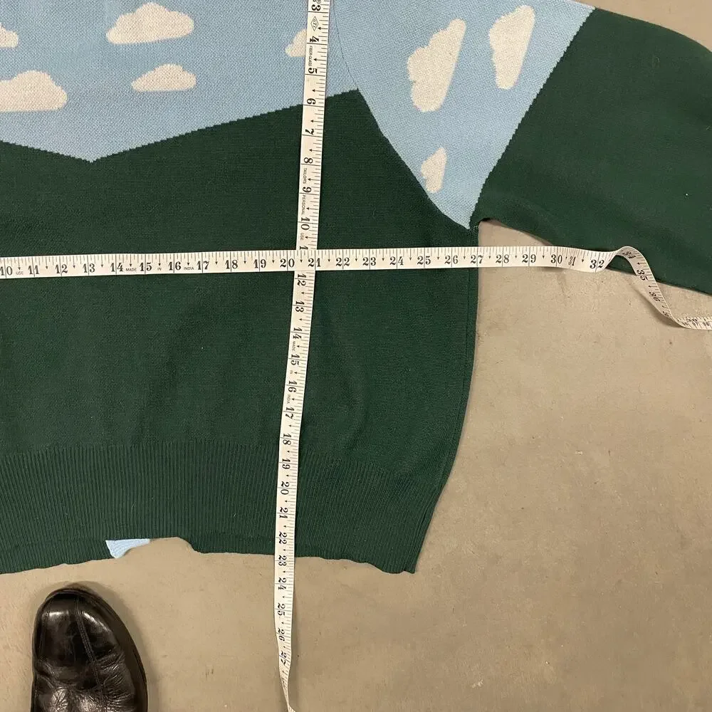 Y2K cloud landscape cardigan sweater
